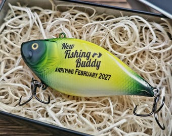 Pregnancy Announcement Gift Dad: New Fishing Buddy Custom Fishing Lure Baby Reveal for a Fisherman, Baby Announcement Gift for Dad to Be