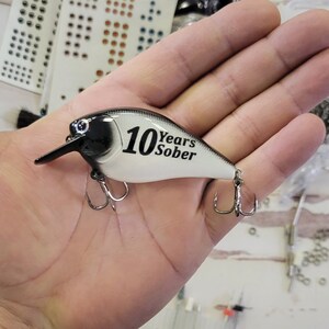 Sobriety Anniversary Gift for anyonein recovery, Personalized 1st year Sober Gift, Custom Fishing Lure for a recovery milestone keepsake image 3