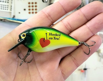 Hooked on you personalized custom fishing lure, Fishing gift for a boyfriend, husband or loved one