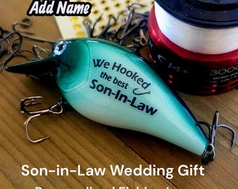 Son-in-Law Wedding Gift: Personalized Fishing Lure from the Brides Parents