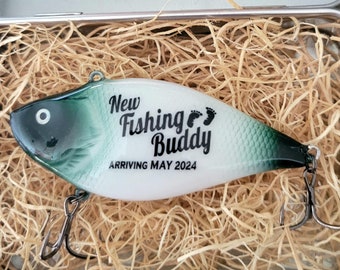 Fishing Lure baby Announcement - New Fishing Buddy Coming Soon -Personalized Baby Reveal Fishing Lure Custom made and personalized for free