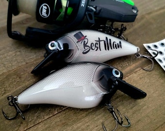 Personalized Best Man Wedding Proposal Gift, Custom made Fishing Lure made for your Best Man or any Wedding Party Member. Gift Packaging too