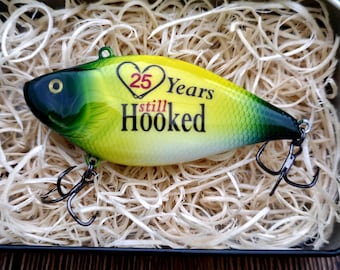 Anniversary Fishing Gift for Husband, Personalized Fishing Lure Keepsake from Wife, Anniversary Gift for Him, 1 Year Anniversary