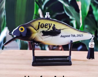 Keepsake Urn for Dad – 6.5 Inch Saltwater Fishing Lure Urn for Ashes, Fishing Cremation Keepsake, Small Portion Memorial Urn for a Fisherman