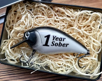 Recovery Gift for Him – Personalized Fishing Lure Sobriety Keepsake, Custom Sober Date Gift for a Recovery Milestone