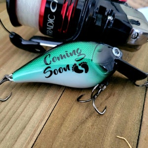 Baby announcement for parents, grandparents gender reveal, Personalized coming soon fishing lure, New baby announcement