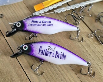 bride and groom fishing lures Bride and Groom Personalized Fishing Lure Gifts for the entire Wedding Party
