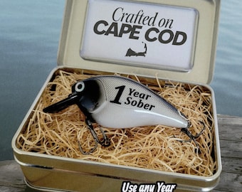 Recovery Gift for Him – Personalized Fishing Lure Sobriety Keepsake