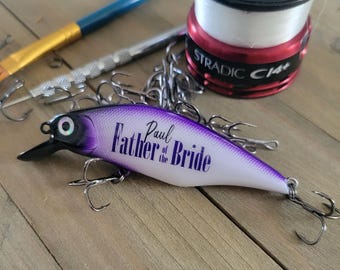 Bride and Groom Personalized Fishing Lure Gifts for the entire Wedding Party