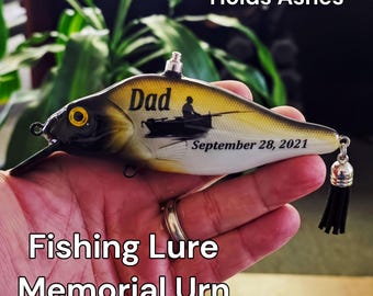Keepsake Urn for Dad – 6.5 Inch Saltwater Fishing Lure Urn for Ashes, Fishing Cremation Keepsake, Small Portion Memorial Urn for a Fisherman