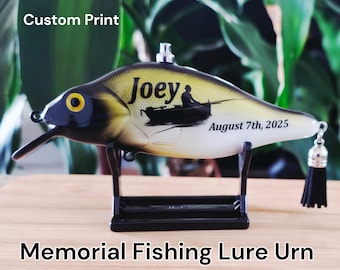 Fishing Lure Urn for Ashes, Memorial Keepsake for Dad, Personalized Fisherman Ashes Holder