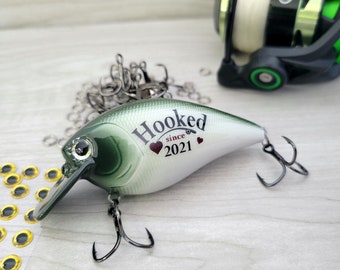 Anniversary Gift for a Husband who loves to fish, Personalized Fishing Lure for a Boyfriend on your anniversary,  Custom Bass Fishing Lure