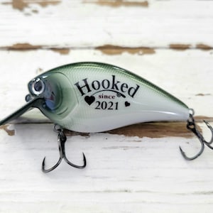 Personalized Anniversary Fishing Lure, Boyfriend or Husband fishing gift, Custom Bass Fishing Lure