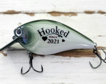 Custom Anniversary Bass Fishing Lure Personalized for a Boyfriend Husband or Partner