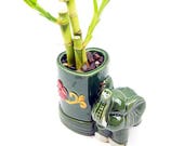 3 Piece Lucky Straight Bamboo Plant In Flower Elephant Chinese Vase