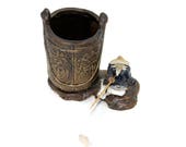 Brown Fisherman Chinese Vase