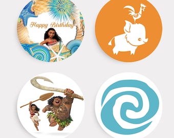 Moana and Maui Cupcake Toppers, Moana Cake Toppers, Moana Birthday Party, Moana Party Decor - PRINTABLE - Digital File - INSTANT DOWNLOAD