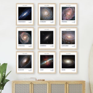 Celestial Galaxies Set of 9 Wall Art Prints, Astronomical Art Poster, Galaxy Home Decor, Educational Nursery or Kids Room, Space Lovers Gift