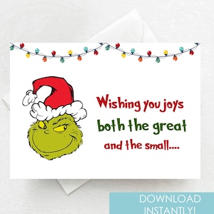 Descarga de tarjeta de Navidad divertida, tarjetas de Navidad imprimibles instantáneas, descarga digital, deseándole alegrías tarjeta de Navidad