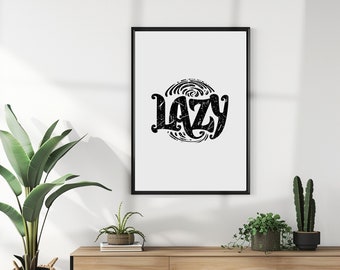 Minimalist Living Room Poster Print, Homebody Trendy Living Room Décor, Lazy Retro Quote Art, Groovy Aesthetic Apartment Wall Art