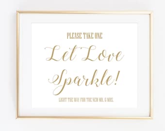 Let Love Sparkle Sign, Printable Wedding Signs, Sparkler Send Off Sign, Wedding Reception Signage - INSTANT DOWNLOAD - WP2GW