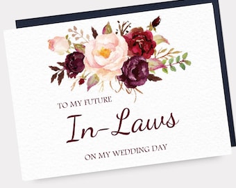 To My Future In Laws Card, Parents of the Bride, Parents of the Groom, Thank you Note, Marsala Wedding - INSTANT DOWNLOAD - WP1AC