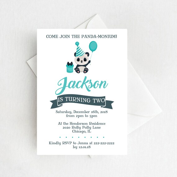 cute panda birthday invitation