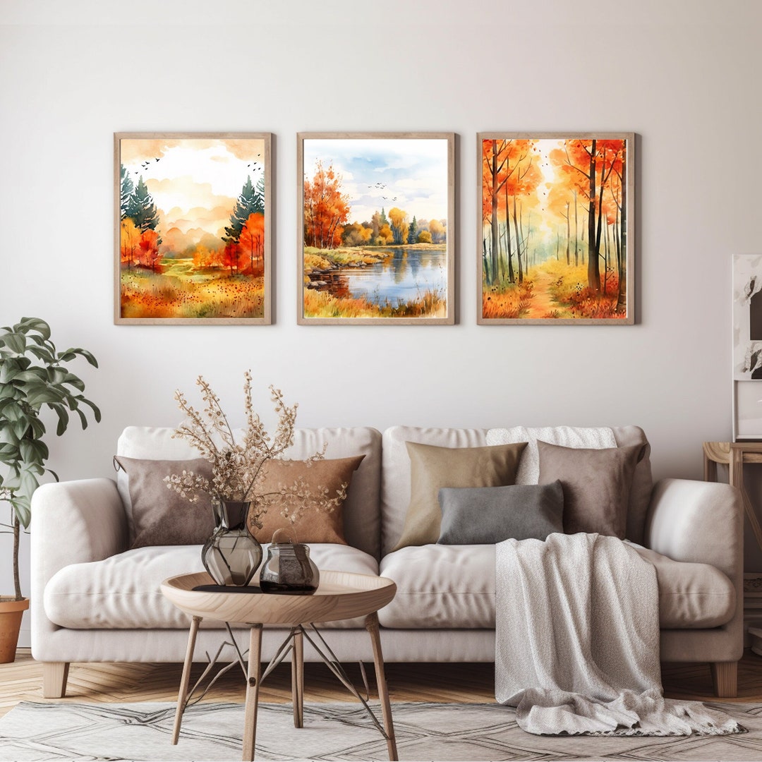 Fall Wall Fall Wall Decor Printable Set of 3 Fall Color Landscape Scenery Autumn ...