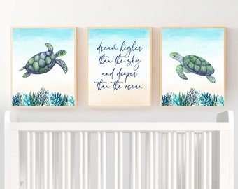 Schildkröte, Kinderzimmer Poster, Schildkröten Poster für Babyzimmer, Meeresschildkröte, Babypartygeschenk, nautisches Dekor