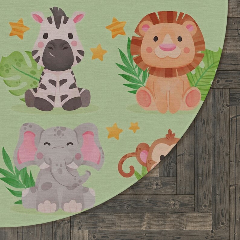 Safari Animals Nursery Rug Jungle Nursery Decor Nursery Etsy