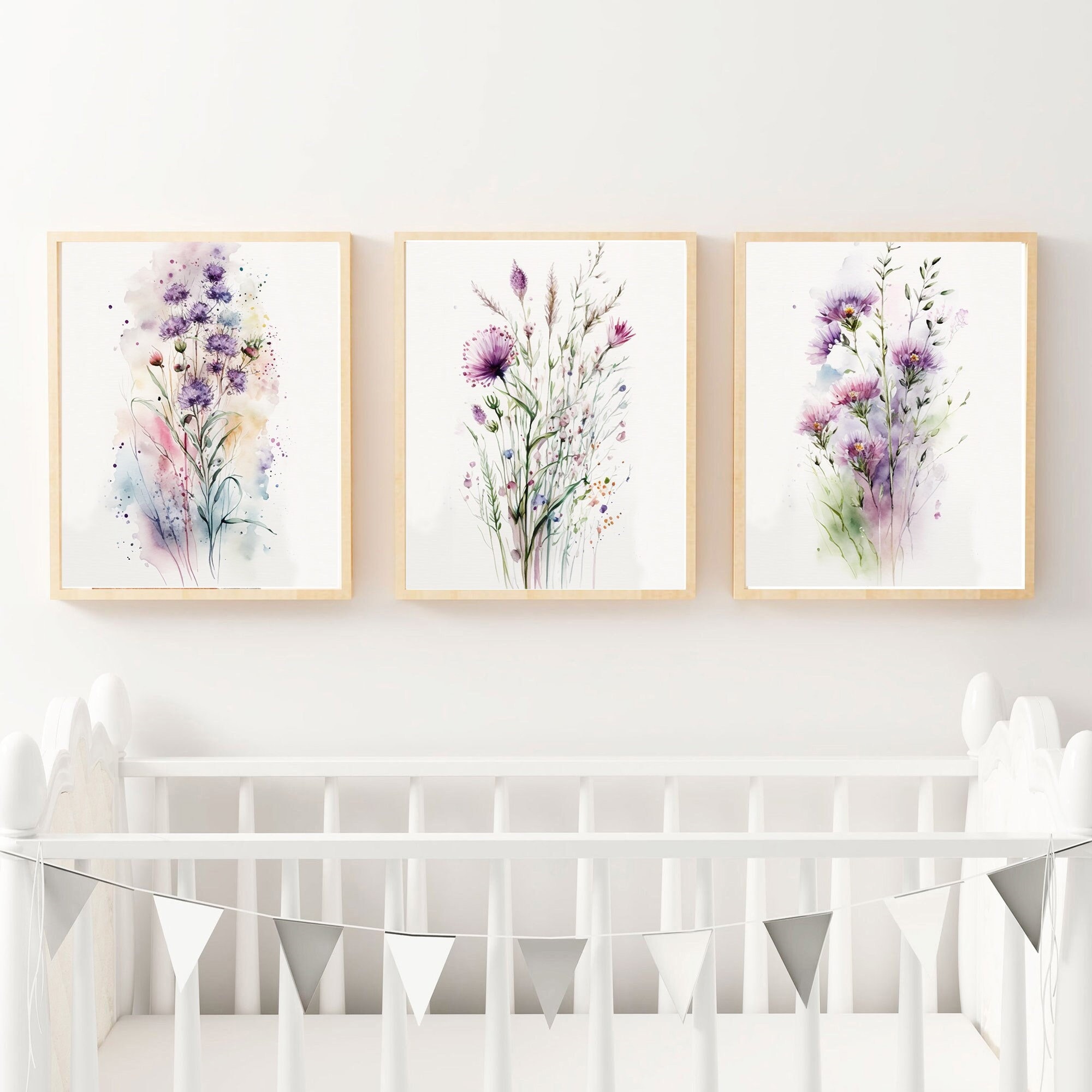 Set of 3 Flower Prints | Watercolor Floral Wall Art | Enchanting ...