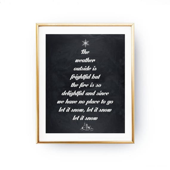 Chrsitmas Wall Art Let It Snow Song Lyrics Chalkboard Art Etsy