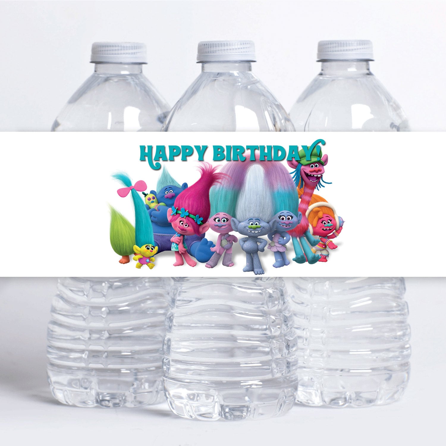 Water Bottle Labels, Trolls Movie Birthday, Trolls Birthday Favors, Birthday Party Decor - PRINTABLE - INSTANT DOWNLOAD
