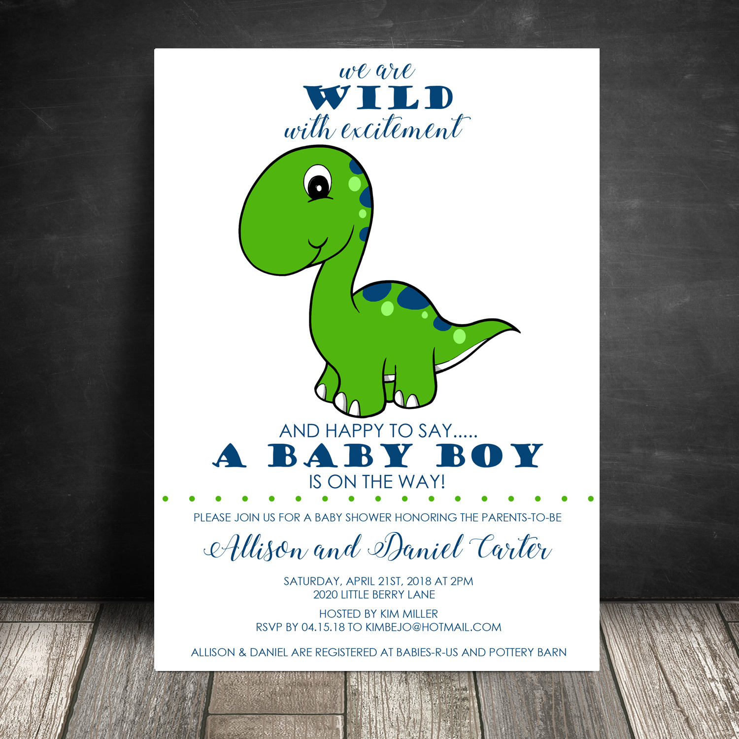 Dinosaur Baby Shower Invitation It's a Boy Shower Invite Etsy Canada