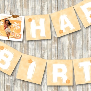 Moana Geburtstagsbanner, alles Gute zum Geburtstag Banner, Moana Geburtstagsparty, Luau Geburtstag, Disney Happy Birthday - DRUCKBAR - SOFORTIGER DOWNLOAD