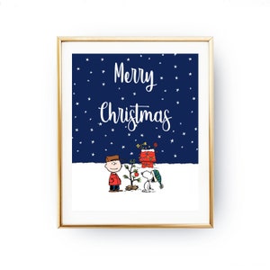 Charlie Brown Christmas, Snoopy en Charlie Christmas, Merry Christmas-poster, decor voor vakantie, kunst aan de muur - afdrukbaar - INSTANT DOWNLOAD
