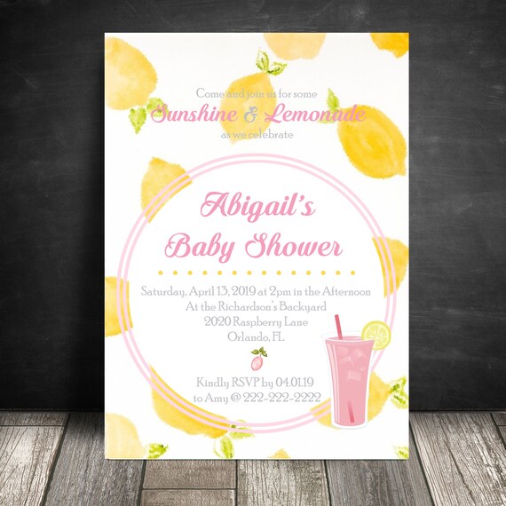 pink lemonade baby shower invitations
