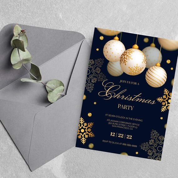 Christmas Party Invitation Editable Template, Printable Christmas Invite for Holiday Party, Christmas Invite, Christmas Invitations Download