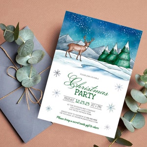 Editable Christmas Party Invitation, Christmas Party Invite, Printable Template, Holiday Party Announcement, Christmas Invitation Download