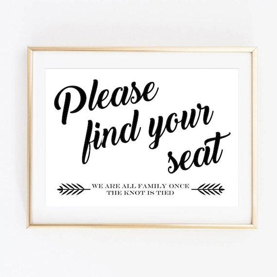 Find Your Seat Sign Printable Wedding Signs Guest Seating - Etsy