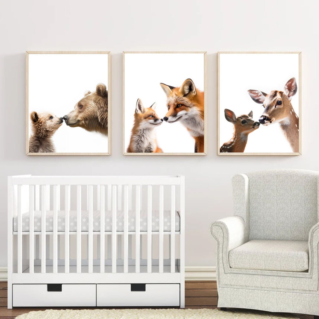 Woodland Nursery Art Prints, Set of 3 Woodland Nursery Decor, Baby and ...
