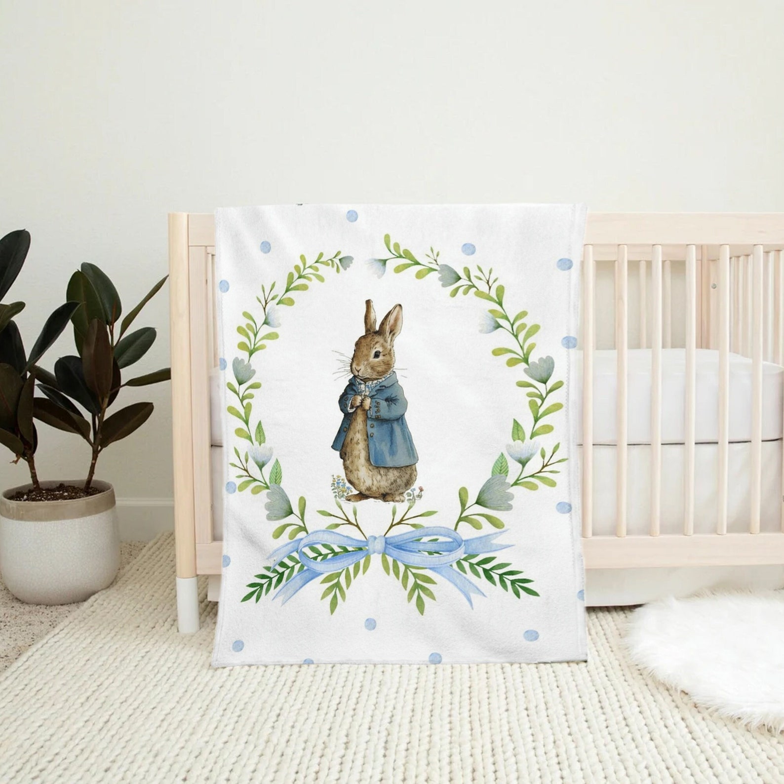 Peter Rabbit Blanket for Nursery Decor, Peter Rabbit Baby Blanket