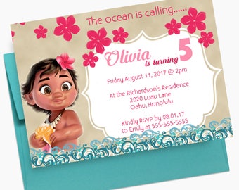 Vaiana Invitation Etsy