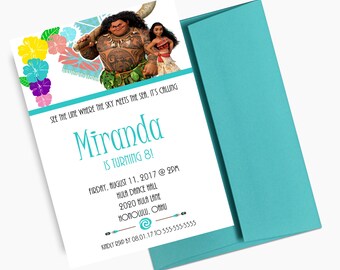 Vaiana Invitation Etsy Vaiana Invitation Etsy