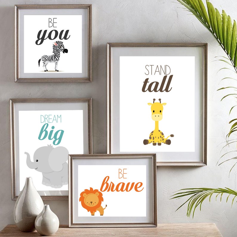 Zoo Animals Nursery Room Art, Nursery Quote Prints, Safari Nursery