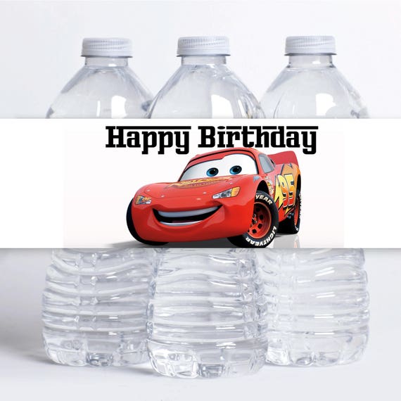 Etiquettes De Bouteille Deau Anniversaire Du Film Cars Etsy