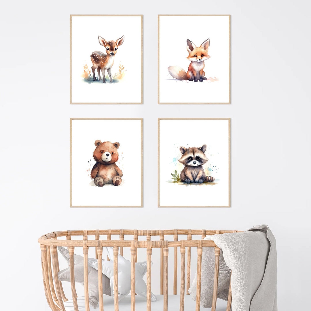 Woodland Animals Nursery Printable Wall Art, Set of 4 Woodland Nursery ...