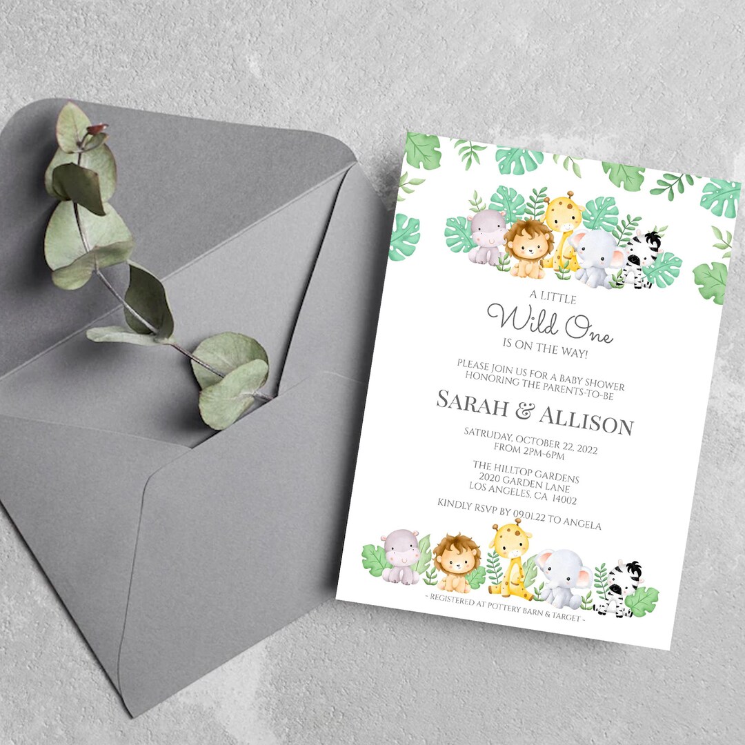 Safari Baby Shower Invitation Printable, Editable Template, Cute Safari ...