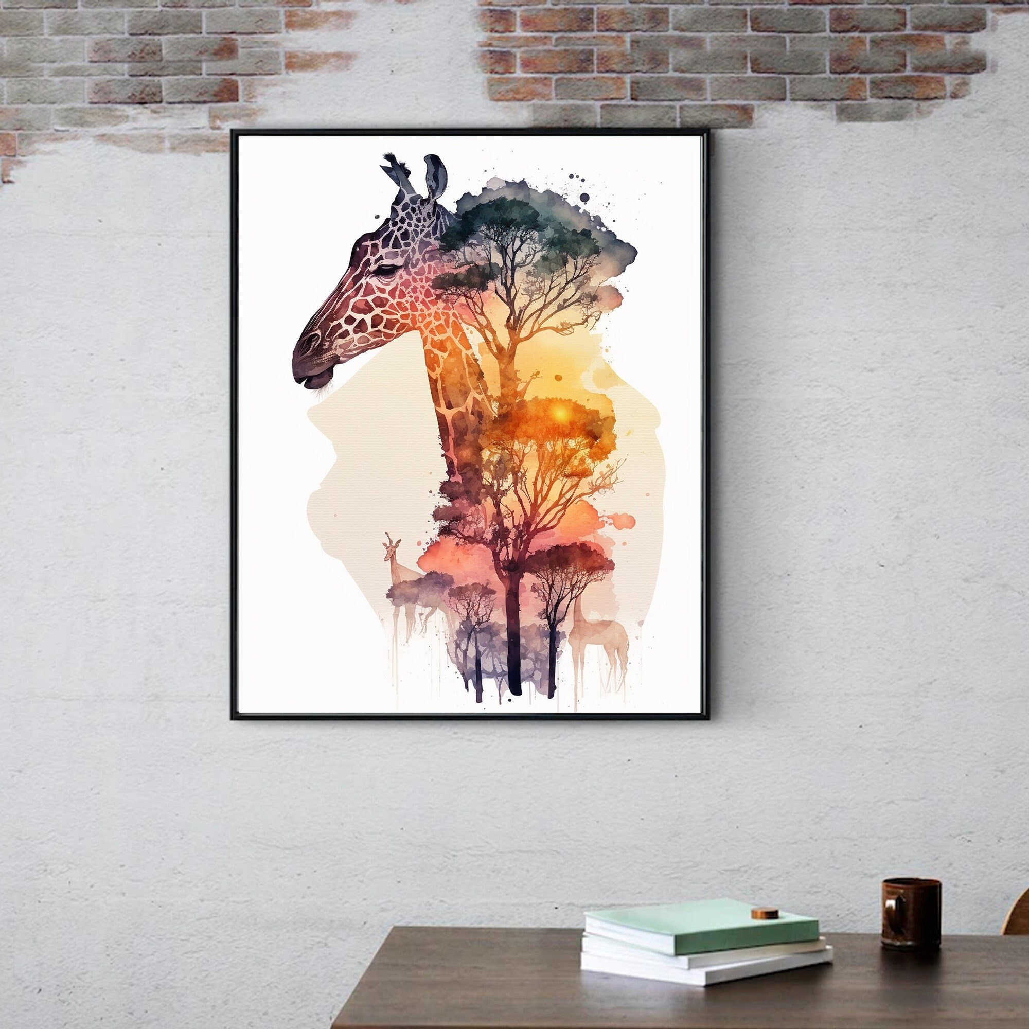 Graceful Giraffe in African Safari Print | Giraffe Wall Art Print ...