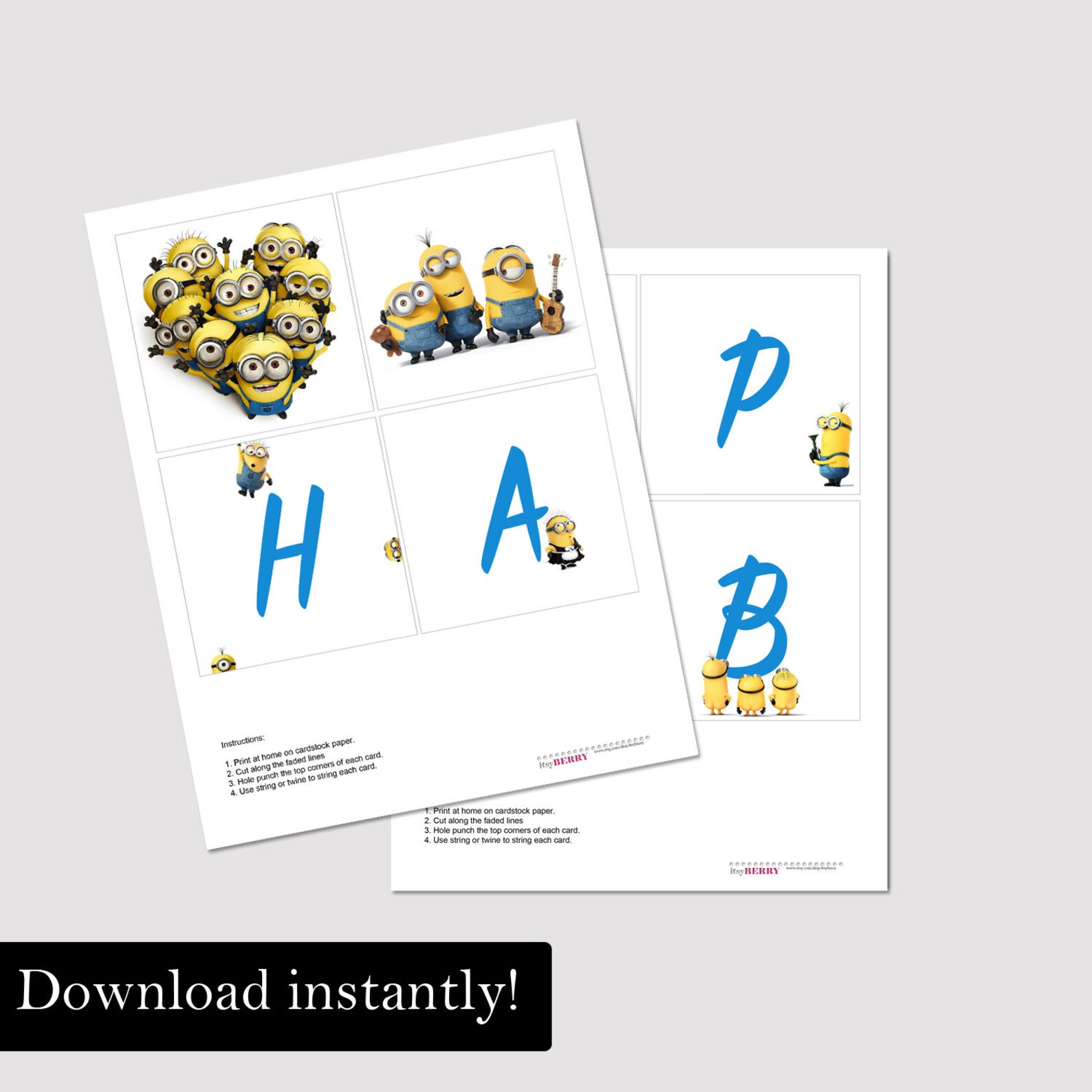 Minions Birthday Banner, Happy Birthday Banner, Despicable Me Birthday ...
